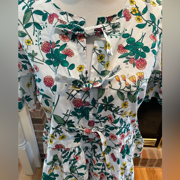 Nautica “Newport Beach” Floral Print Peplum Top with  3 Bow Tie Closure - Picture 4 of 8